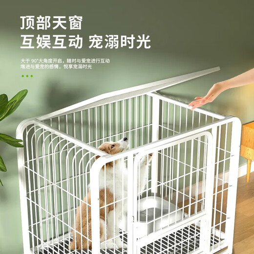 Dog cage small dog indoor stainless steel cage with toilet Shiba Inu Corgi pet cage dog fence thick and reinforced 78#785067cm classic black