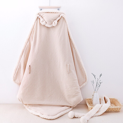Qi Le Rongrong baby blanket newborn autumn and winter thickened blanket male and female baby anti-jump swaddle newborn supplies warm plus blanket pure cotton delivery room wrap outing small quilt khaki 100*100cm