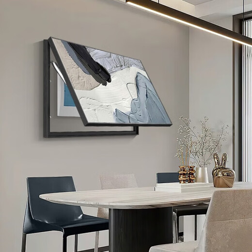CLCEY modern simple electric meter box painting decorative painting light luxury abstract texture painting restaurant distribution box electric box hanging painting JD12392 60*50cm (block 50*40) left push and pull black frame