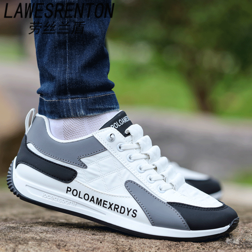Lawesrenton Brand Men's Sports Chaussures 2025 Nouvelle toile Souffle et anti-odor Casual Chaussures Poly-Foot Soft Sole Driving Shoes AW9902 Modèle de tissu blanc 38 Code standard