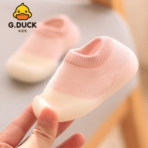 G.DUCKKIDS小黄鸭宝宝婴儿袜子鞋儿童袜套防滑厚底学步室内春夏婴儿学步鞋 粉色恐龙 18/19码建议脚长11厘米