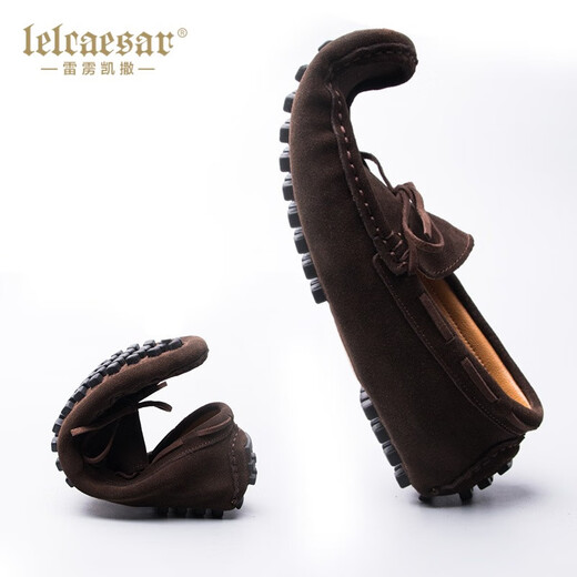 Thunderbolt Caesar Spring and Autumn New Men's Beanie Shoes Men's Real Leather Korean Style Super versatile Casual Leather Shoes Soft Sole Breathable Drive 677 Black 44