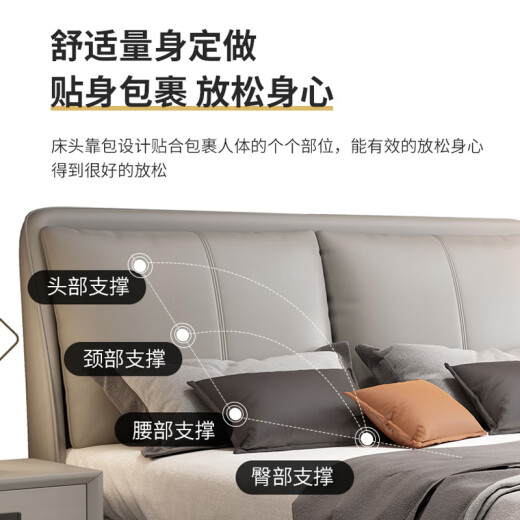 梓屋 床双人床1.8米2米简约主卧大床实木框架储物床家用卧室家具皮艺床7029#床+乳胶床垫【1.5/1.8x2米框架款】