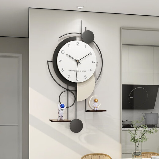 Yunya Creative Clock Background Wall TV Wall Clock Living Room 2023 New Internet Celebrity Clock No Punch-Free Restaurant Simple Decoration Creative Wall Clock 80cm*40cm Random Ornaments