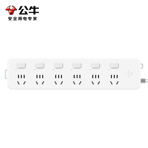 Bull (BULL) new national standard socket strip plug-in strip plug-in strip strip drag strip plug-in board 6-position sub-control super power protection GN-313 six-position sub-control - 3 meters