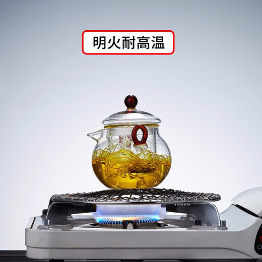 Mesni teapot, teapot, glass tea set, mini Kung Fu flower teapot, kettle, tea cup, small cup, heat-resistant double-ear teapot, filter, thickened travel tea set, one pot, two cups, wind bell kettle set