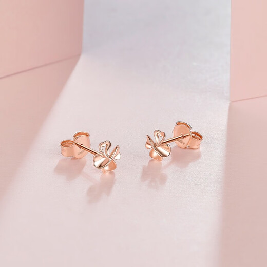 Saturday Fortune (ZLF) 18K gold earrings rose gold four-leaf clover gold earrings girlfriend ready stock