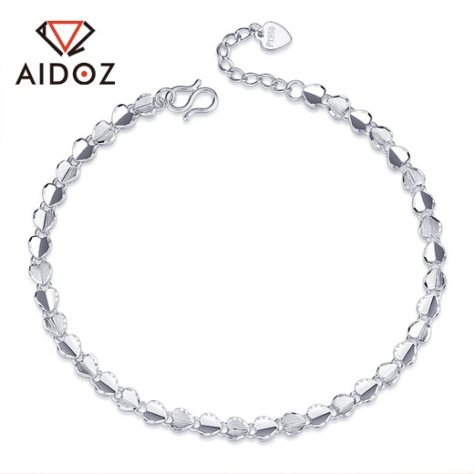 Aido Diamond platinum heart-shaped bracelet for women pt950 platinum love bracelet gift for wife, weight 9.1-9.3 grams, length 16+3cm