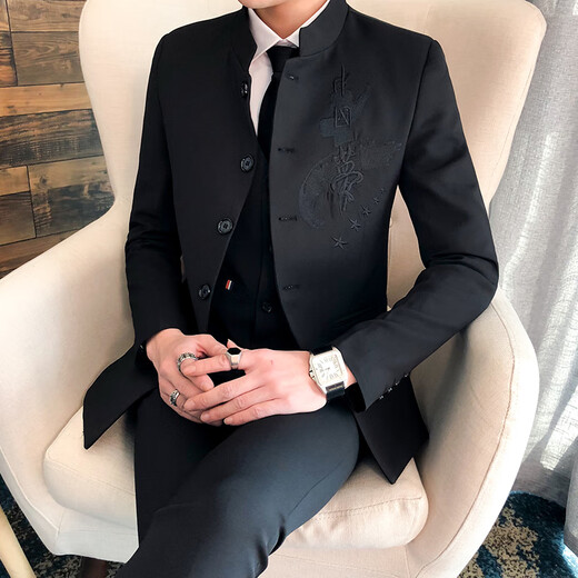 Playboy Zhongshan Suit Men's Stand-Up Collar Slim Style Coreano Estilo de moda