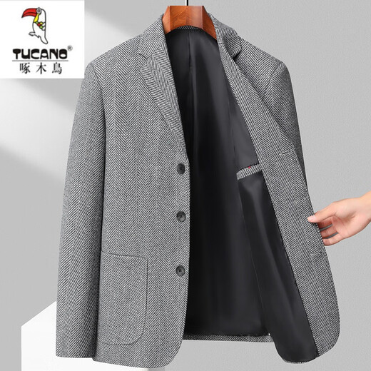 Holzpecker (Tucano) Herbst Dicke Fischgräten-Wollanzug mittleren Alters Geschäfte Casual Woolen Blazer Herren Singles West Top Grey 170/m