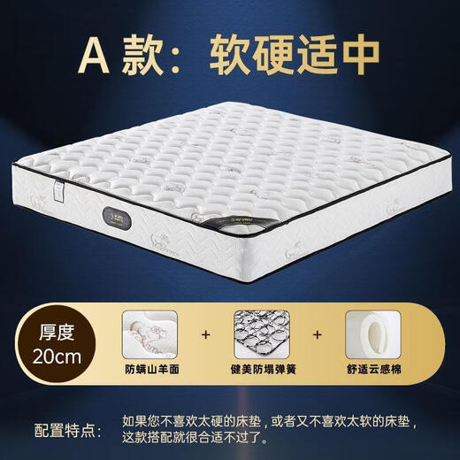 海马席梦思软硬两用十大20cm经济型乳胶海椰棕马弹簧床垫家用租房 经济款羊绒+加密精钢+pk棉 1350mm*1900mm