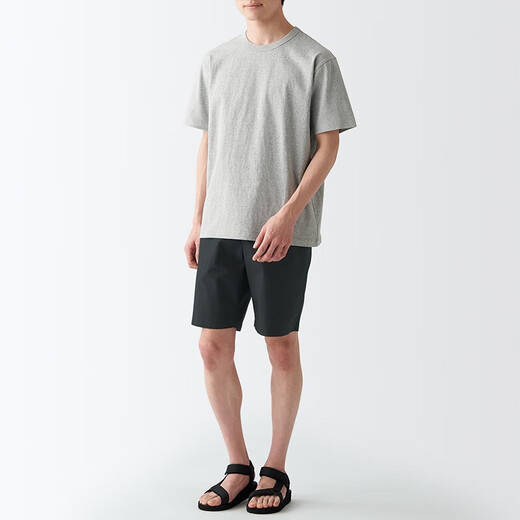 MUJI MUJI Men's Cotton Washed Poplin Shorts Casual Shorts Men's Summer Pure Cotton AED14A2S Black M
