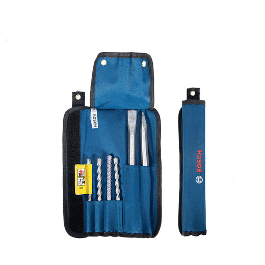 Bosch (BOSCH) electric hammer 6-piece set small blue volume hardware tools two-pit two-slot electric hammer drill bit chisel 5 series four-edged Bosch four-pit masonry mixed set (6 pieces)