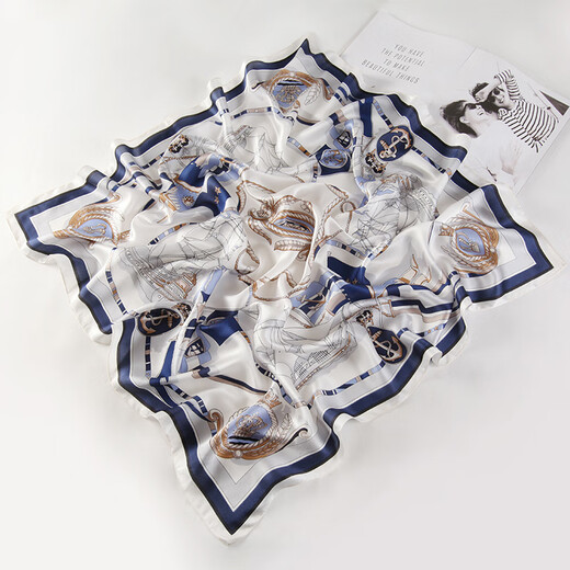 Shanghai Story (STORY Of SHANGHAI) Silk Scarf Female Spring Mulberry Silk Scarf Big Square Scarf Mom's Birthday Gift Pirate Ship Blue