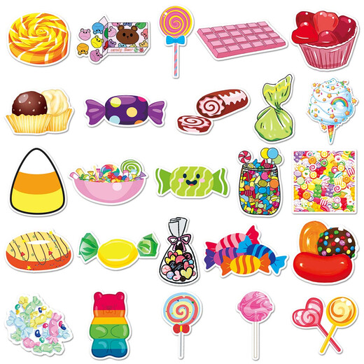 50 pegatinas de cuentas de mano de estado de ánimo de dulces Decoración Patrón pequeño para niñas Heart Water Cup Photo Álbum de fotos Guitar Auriculares Diario Tableta de la maleta Material de bricolaje Decoración creativa impermeable [50 imágenes no se repiten] Candy-693 5-8 cm
