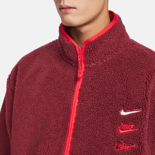 Nike Jacke Herrenkleidung 2024 Spring CNY Dragon Jahr Limited New Drei-Hook Imitation Lammstand Halsband Sport Casual Clothing FZ6194-677/Rot 2xl