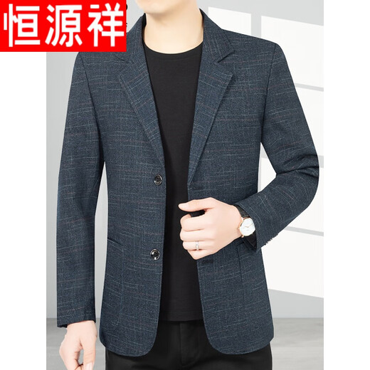 Hengyuanxiang Spring and Autumn New Casual Middle-aged Men's Suit Jacket Slim Business Small Suit Single Suit Dad's Top Gray 20208 180/XL