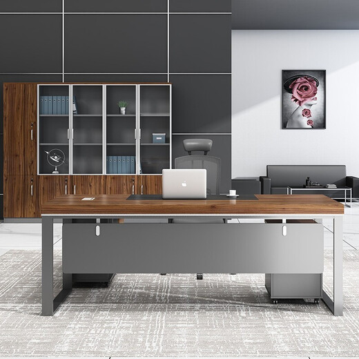 Shengyan simple modern office furniture boss desk and chair combination supervisor desk manager desk executive desk computer desk and chair combination 1400*700 (including movable cabinets and side cabinets)