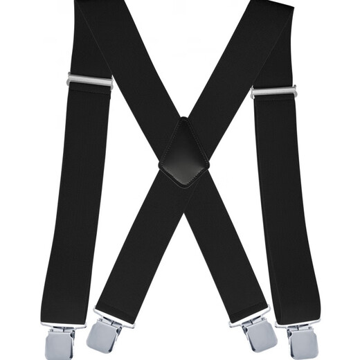 Yufan 5cm elastic elastic men's strap clip 4 clamp X-type adjustable suspender trousers strap 02 Navy Blue Unicode
