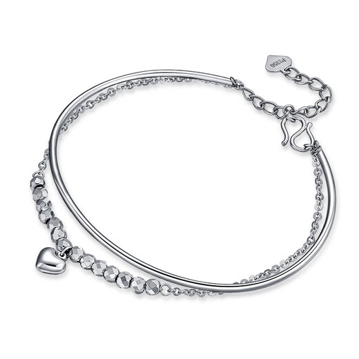 Pt.Charm Platinum Bracelet pt950 Elegant Heart Double Layer Women's Bracelet Jewelry Handmade Birthday Gift Platinum Bracelet for Girlfriend If it is not in stock, it can be customized. Take 5.65g as an example