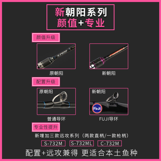 N·S BlackHole新朝阳路亚竿FUJI导环投竿抛竿钓鱼竿翘嘴竿渔具中快调性泛用钓竿 2.03m TS-686ML