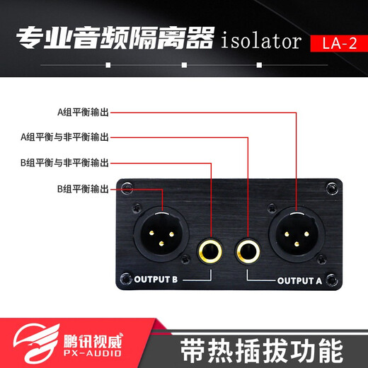 PXSW Professional Audio Isolation Transformer Current Sound Eliminator Removes Noise Floor Common Ground Filter Noise Reduction Audio Isolator XLR Permalloy LA2 LA2XS-6.5+ XLR Professional Edition