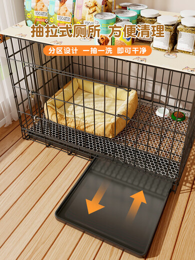 Dog Cage Small Dog Teddy Indoor Cat Cage with Toilet Medium Dog Corgi Bichon Home Large Pet Kennel Bold Gold-Exclusive Package L-Large with Toilet 71*51*61cm Suitable for 30Jin Jin equals 0.5kg Inner Pet