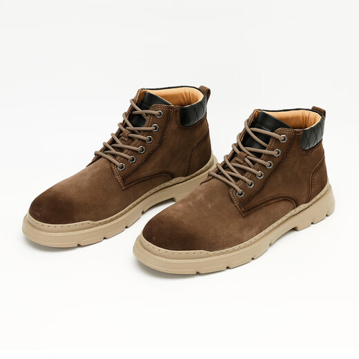 Lilang light fashion men's shoes [same style in the mall] Martin boots men's casual cowhide shoes men Q4DXL304 brown/black 41