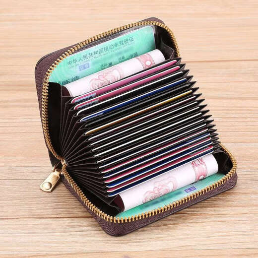 Bolsa de tarjeta antidemagnetización para mujeres, gran capacidad, tarjetas múltiples, tarjeta de crédito, identificación, licencia de conducir, tarjeta de presentación, bolsa de tarjeta bancaria, molino de viento marrón, bolsa de tarjeta de mujer