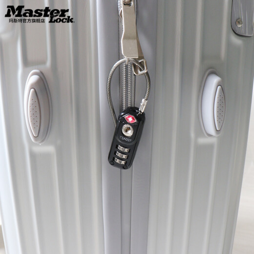 MasterLock luggage combination lock steel wire small lock overseas travel padlock 4674MCND black TSA certified American professional lock brand