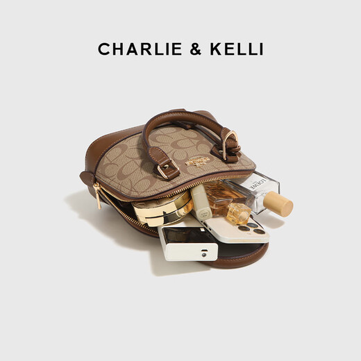 CHARLIE&KELLI CK品牌包包女包复古贝壳包单肩腋下包女士2025新款手提斜挎包 棕色【代写贺卡 品牌礼袋 】