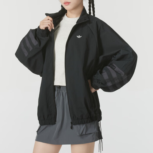 阿迪达斯（adidas）运动套装女装25春夏款防风梭织立领夹克外套透气宽松束脚裤2件套 JD6385+DY8698/偏修身 XS