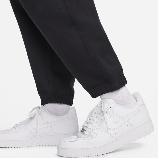 Nike (NIKE) official men's plus velvet trousers, wardrobe trousers, knitted loose casual embroidery, personalized soft DX1365 010 black/white L