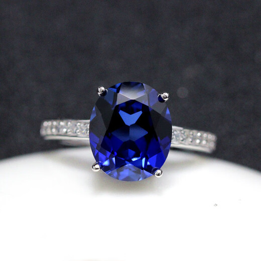 High quality tanzanite sapphire ring, simple women's model, tanzanite white gold (main stone 6X8mm)