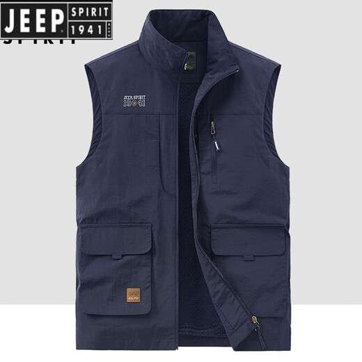 
JEEP SPIRIT Jeep Outdoor Workwear Fishing Vest Men's Spring and Autumn New Multi-Pocket Photography Casual Loose All-match Jacket Khaki (677 Spring and Autumn Style) XL Recommended 135-150Jin [Jin equals 0.5 kg]