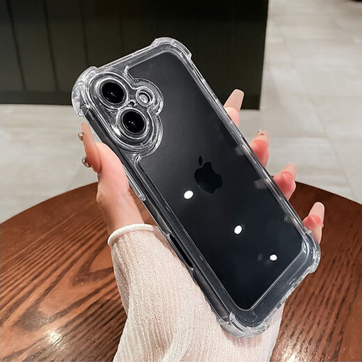 Yize Applicable to Apple 16 mobile phone case iPhone 16 promax thickened airbag Plus silicone lens full-pack anti-fall simple protective case new model [airbag anti-fall] transparent Apple 16