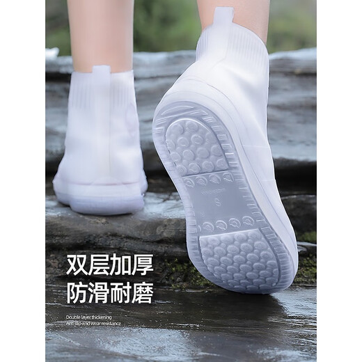 雨鞋男女款防水雨靴套下雪防滑加厚耐磨儿童硅胶雨鞋套中高筒水鞋 茶灰色-中筒 尺码:XXL（43-45）