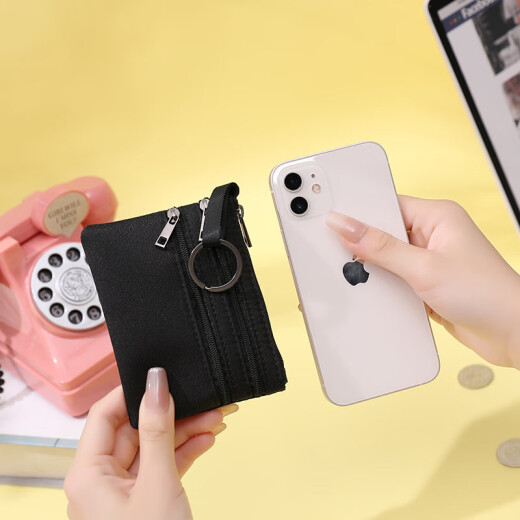 Jiemo Coin Wallet Women Leinwand Handhält kleiner Beutel Student Kurzmini kleiner Geldbeutel Kartenbeutel Herren Reißverschluss Key Coin -Tasche Schwarz