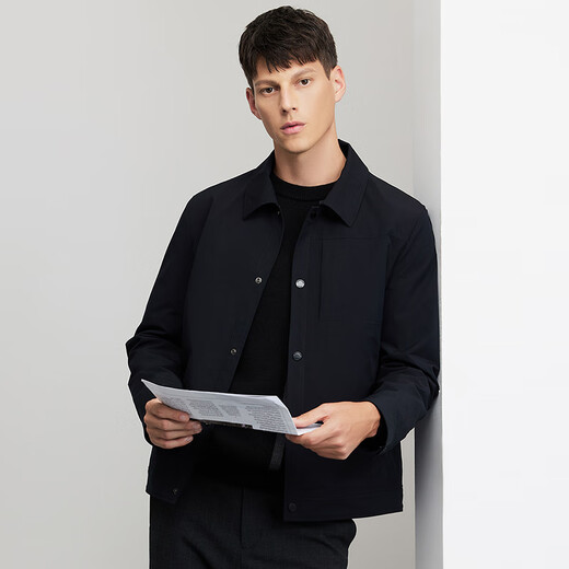 Dances with Wolves Exquisite Lined Jacket Men's Autumn and Winter Lapel Commuting Workwear Jacket Top Black XL