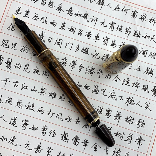 永生699钢笔负压上墨铱金笔大容量大明尖0.5f尖新品 半透黑金夹(实色笔握) M尖0.7mm