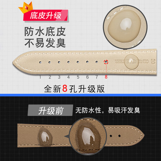 Wanchen watch with men's and women's leather strap butterfly buckle substitute Tissot Longines Casio dw leather strap black 20mm