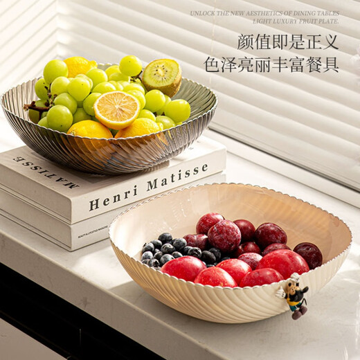 Fruit plate, living room, home coffee table, fruit plate, high-end front desk candy plate, snack plate, transparent gray silver single pack