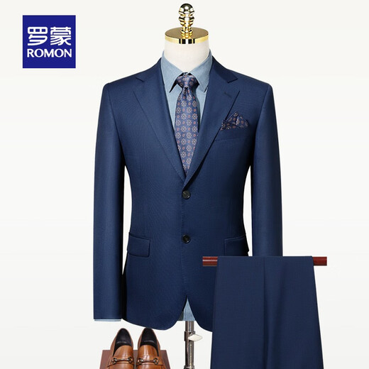 Romon Men's Suit Suit 2025 Spring New Business Casual Professional Suit Western and Middle Youth Suit Sapphire L