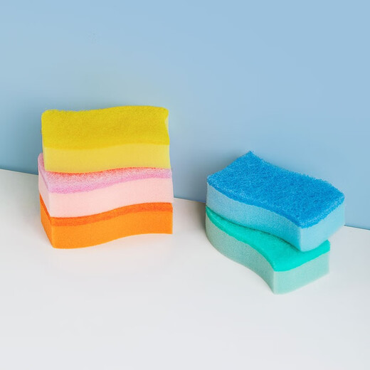 Camellia (CHAHUA) household scouring pad sponge, dishcloth, pot, kitchen cleaning cloth, dishwashing cloth, double-sided thickened rag, colorful sponge scouring pad, 10 pieces