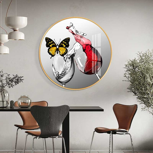 
Mo Hua Lulin Restaurant Decorative Painting Modern Simple Dining Table Hanging Painting Restaurant Mural Entrance Entrance Entrance Cabinet High-end Painting Dining Room Jiuyu Picture 05 Pair of Wine Ding Song 12354 Crystal Porcelain Painting-diameter 40 black frame (gold frame requires notes