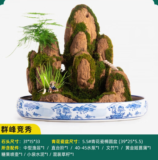 SMVP boutique indoor natural absorbent stone landscaping water stone ornaments landscape bonsai flowing water rockery micro landscape peaks competing (complete set)