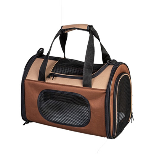 IRIS cat bag, dog bag, pet handbag, double-sided expansion and folding, portable, car-mounted, large-space, hand-held crossbody for cats, small brown, load capacity within 5kg, foldable