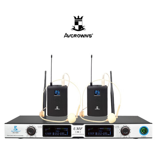 Avcrowns Crown AC-826 Reunión de uno a dos Reuniones de la solapa de la cabeza Micrófono inalámbrico Reunión de alta gama al aire libre AC-826 Clip de solapa doble