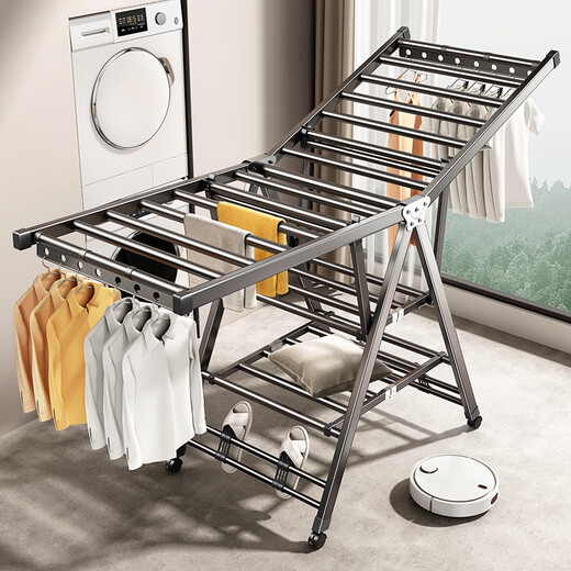 Tiandiyu (TDYU) folding clothes drying rack balcony household floor-standing stainless steel clothes drying rack baby cool clothes hanging clothes rail quilt drying artifact three-layer drying rack flagship 1.8 meters - stainless steel