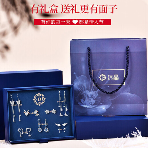 Crystal earrings for women 2025 new one-week earrings practical tassel earrings silver needle earrings high-end birthday gifts for women